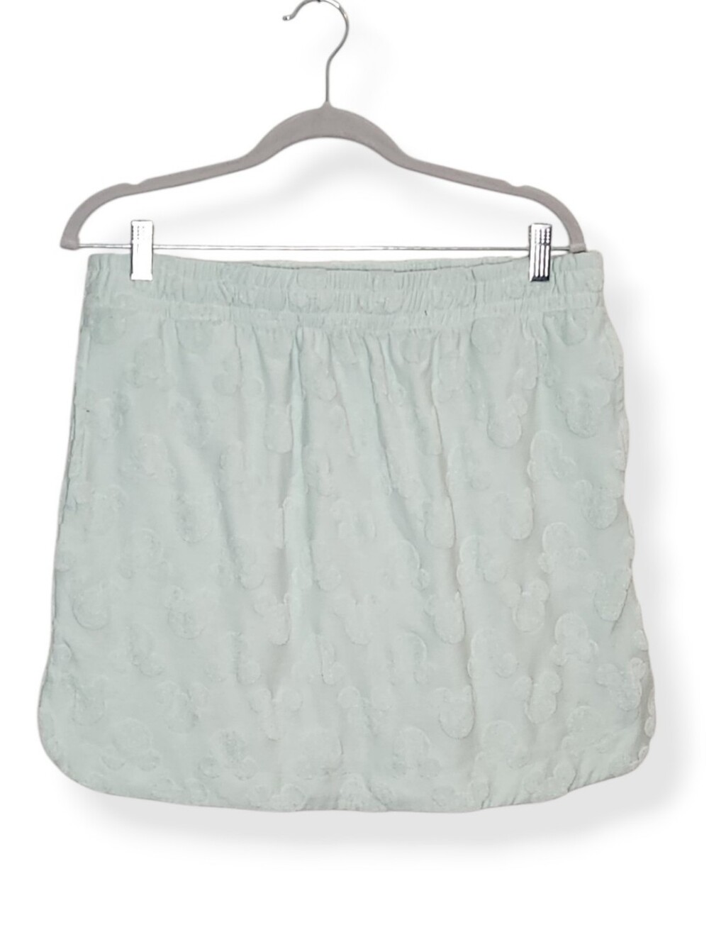 Disney Mickey Mouse Embossed Mint Green Terry Mini Skirt Women's Size Medium